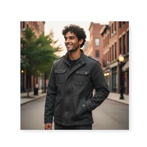 Seven Souls 𖤗 Wool Blend Stand Collar Pea Coat Winter Field Jacket 𖤗 Black XL